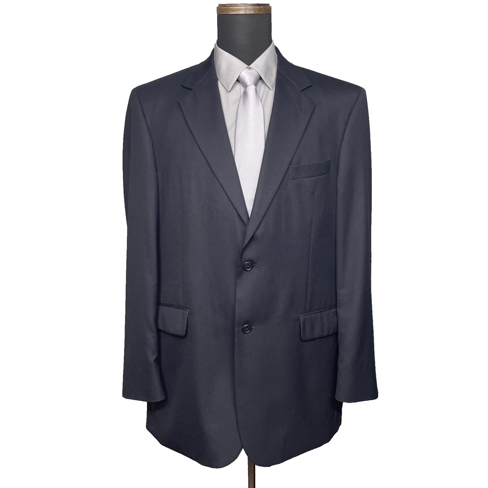 Stafford Performance Men's 42 L Navy Blue Wool Blazer Sport Coat Classic Preppy